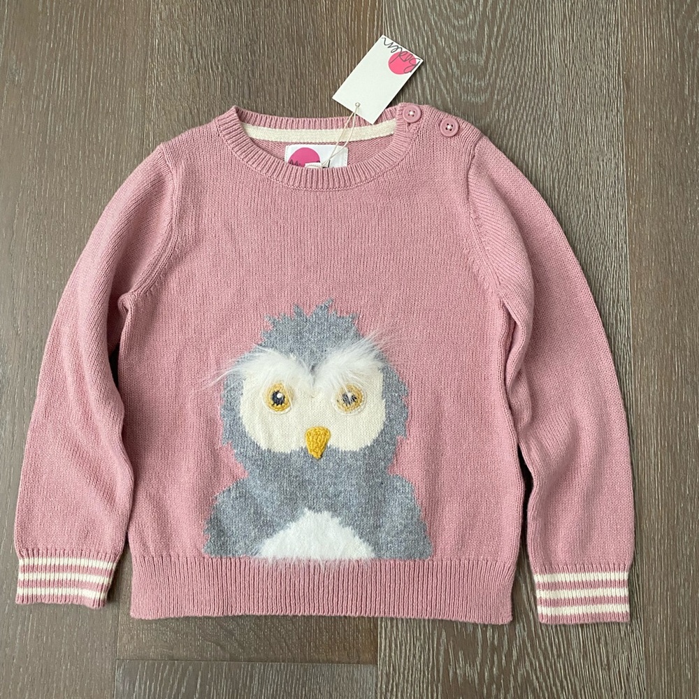 Mini Boden Owl Pink Sweater New Sz 3 - 4y